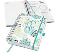 SIGEL Jp201 Jolie Planner Journalier Sans Date, Mint Inspiration, 120 G/M², 16,8 X 21,5 cm, Hardcover, 240 Pages, Blanc, Mint, Gris