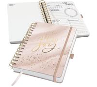 SIGEL Agenda journalier Jolie sans date A5 couverture rigide | JP205, calendrier à spirale, Glittery Joy, 120 g/m², 240 p, rose/gris