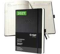 Sigel Agenda professionnel Conceptum 2027 A4+ couverture rigide | C2704, noir, pour planification claire des rendez-vous, des tâches et des notes