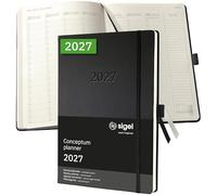 SIGEL Agenda semainier Conceptum 2027 A4+ couverture rigide | C2718, vertical, noir, pour planification claire des rendez-vous, des tâches et des notes