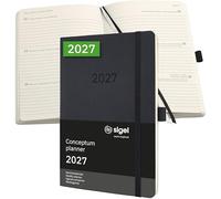 Sigel Agenda semainier Conceptum 2027 A5 couverture souple | C2722, noir, pour planification claire des rendez-vous, des tâches et des notes