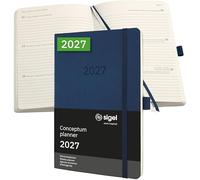 SIGEL Agenda semainier Conceptum 2027 A5 couverture souple | C2732, bleu foncé, pour planification claire des rendez-vous, des tâches et des notes