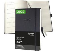 Sigel Agenda semainier et carnet Conceptum 2027 A5 couverture rigide | C2714, noir, pour planification claire des rendez-vous, des tâches et des notes