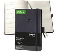 Sigel Agenda semainier et carnet Conceptum 2027 A6 couverture rigide | C2715, noir, pour planification claire des rendez-vous, des tâches et des notes