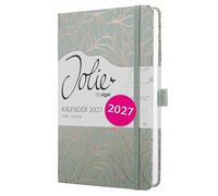 SIGEL Agenda semainier Jolie 2027 A5 couverture rigide | 7J365, calendrier, planificateur, organisateur, certifié FSC, vert menthe, cuivre