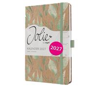 SIGEL Agenda semainier Jolie 2027 A5 couverture rigide | 7J803, calendrier, planificateur, organisateur, certifié FSC, or, brun, vert menthe