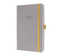 SIGEL Agenda semainier Linescape 2027 A5 couverture rigide | L2704, en allemand, gris clair/jaune, disposition verticale, certifié FSC