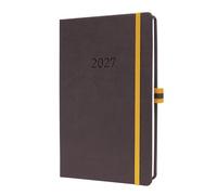 SIGEL Agenda semainier Linescape 2027 A5 couverture rigide | L2707, en allemand, gris foncé/jaune, disposition verticale, certifié FSC