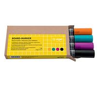 SIGEL BA011 Lot de 4 marqueurs pour tableaux en verre / tableaux blancs, effaçables, encre "cap off", pointes ogives Ø 2-3 mm, 4 couleurs (noir/turquoise/magenta/orange)