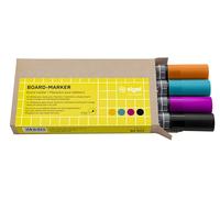 Sigel Marqueurs pour tableau blanc 1,70 x 14,60 cm | BA011, lot de 4, effaçables, encre cap off, pointe ogive 2-3 mm, 4 couleurs