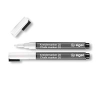 SIGEL Marqueurs à craie liquide 1,40 x 13,90 cm | BA178, lot de 2, effaçables, pointe 1-2 mm, blanc