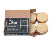 SIGEL Ba210 Lot de 4 Aimants Puissants, en Bois, Rond, Néodyme N42, ⌀ 33 Mm, Beige