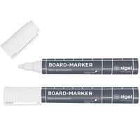 Sigel Marqueur pour tableaux BA715 Blanc - Pointe 2-3 mm - Lot de 2