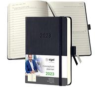 SIGEL C2311 Agenda Journalier Conceptum 2023, environ A6, Noir, Hardcover, 1 Page=1 Journée, 400 S.