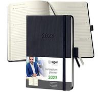 SIGEL C2313 Agenda Semainier Conceptum 2023, environ A6, Noir, Hardcover, 2 Pages = 1 Semaine, 176 S.