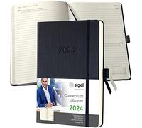 SIGEL C2410 Agenda journalier 2024, A5, couverture rigide, noir - Conceptum, ca. A5