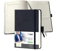 SIGEL C2411 Agenda journalier 2024, A6, couverture rigide, noir - Conceptum