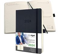 SIGEL C2420 Agenda journalier 2024, A5, couverture souple, noir - Conceptum