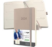SIGEL C2431 Agenda semainier 2024, A6, couverture souple, taupe - Conceptum