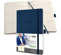 SIGEL C2432 Agenda semainier 2024, A5, couverture souple, bleu foncé - Conceptum