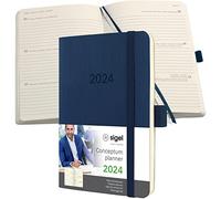 SIGEL C2433 Agenda semainier 2024, A6, couverture souple, bleu foncé - Conceptum