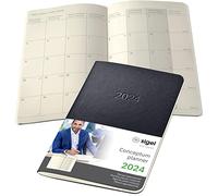 SIGEL C2485 Agenda cahier mensuel 2024, A6, couverture souple, noir - Conceptum