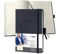 SIGEL C2513 Agenda semainier 2025, A6, couverture rigide, noir - Conceptum