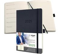 SIGEL C2524 Agenda semainier et carnet 2025, A5, couverture souple, noir - Conceptum