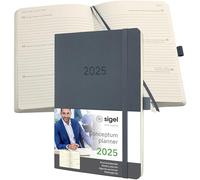 SIGEL C2536 Agenda semainier 2025, A5, couverture souple, gris foncé - Conceptum
