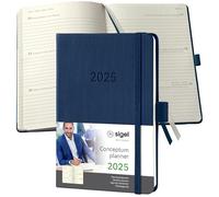 SIGEL C2563 Agenda semainier 2025, A6, couverture rigide, bleu foncé - Conceptum