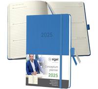 SIGEL C2568 Agenda semainier 2025, A5, couverture rigide, bleu - Conceptum