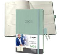 SIGEL C2573 Agenda semainier 2025, A6, couverture rigide, vert - Conceptum