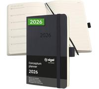 SIGEL C2625 Agenda semainier et carnet 2026, A6, couverture souple | Calendrier, Planificateur, Agenda hebdomadaire, Organisateur, Journal | noir - Conceptum