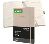SIGEL C2630 Agenda semainier 2026, A5, couverture souple | Calendrier, Planificateur, Agenda hebdomadaire, Organisateur, Journal | taupe - Conceptum
