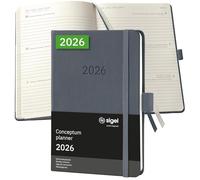 SIGEL C2667 Agenda semainier 2026, A6, couverture rigide | Calendrier, Planificateur, Agenda hebdomadaire, Organisateur, Journal | gris foncé - Conceptum