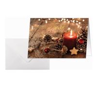 SIGEL Cartes de Noël A6 | DS093, bougie de Noël dans décoration de Noël sur bois, 10 cartes + enveloppes