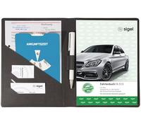 Sigel Couverture de protection EF515 – A5 PU anthracite, poches pour reçus et porte‑stylo intégré