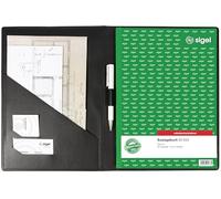 SIGEL Couverture 23,50 x 1 cm | EF410, souple, pour formulaires et cahiers A4, poches pour reçus, porte-stylo intégré, noir