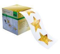 SIGEL Cs112 Rouleau de 200 Stickers de Noël, Autocollants, Étoiles Dorées