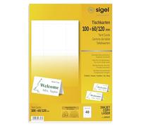 SIGEL Dp047 40 Cartes de Placement Prédécoupées, 10 X 6 cm, 185 G/M², Blanc | DP047, 40 cartes prédécoupées, 10 x 6 cm, 185 g/m², blanc
