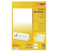 SIGEL Dp049 40 Cartes de Placement Prédécoupées, 19 X 6 cm, 185 G/M², Blanc | DP049, 40 cartes prédécoupées, 19 x 6 cm, 185 g/m², blanc