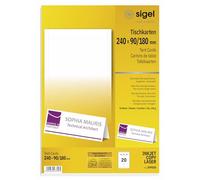 SIGEL Dp050 20 Cartes de Placement Prédécoupées, 24 X 9 cm, 185 G/M², Blanc | DP050, 20 cartes prédécoupées, 24 x 9 cm, 185 g/m², blanc