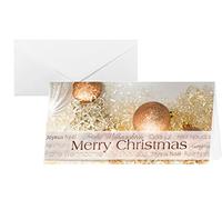 SIGEL DS029 10 Cartes de noël ou cartes de vœux fournies avec leur enveloppe, motif décorations de noël, 10,5 x 21 cm, blanc, cuivre et doré, facile à imprimer