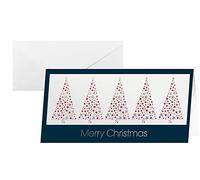 SIGEL DS032 10 Cartes de noël ou cartes de vœux fournies avec leur enveloppe, motif 5 sapins de noël, 10,5 x 21 cm, bleu nuit, blanc, rouge et argenté, facile à imprimer