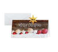 Carte de Noël 'Red and white Christmas with dark wood'