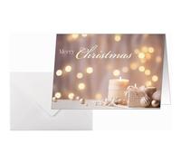 SIGEL DS634 Lot de 25 cartes de Noël, avec enveloppes, au format A6, avec bougies, doré/beige/champagne