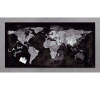 Sigel® GL270 Tableau magnétique en verre artverum® - globe terrestre, noir, 91 x 46 cm