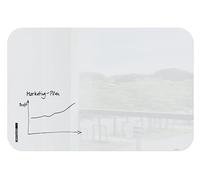 SIGEL GL305 Tableau magnétique en verre / Tableau blanc premium, surface brillante, coins arrondis, 150 x 100 cm, verre de sécurité, montage facile, 1 marqueur noir inclus, super blanc - Artverum