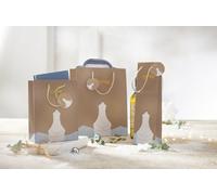 SIGEL GT051 Sac cadeau bouteille - beige - avec fond, étiquette cadeau et cordons de transport de couleur assortie - carton kraft - 10 x 35 cm