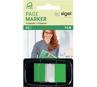 SIGEL HN493 Marque-pages adhésifs en papier film transparent, en distributeur Z, 50 feuilles de 4,3 x 2,5 cm, Color-Tip vert